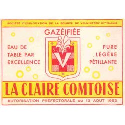 Ancienne étiquette bouteille gazéifiée Velleminfroy