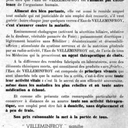 Ancienne pub bienfaits Velleminfroy coté verso