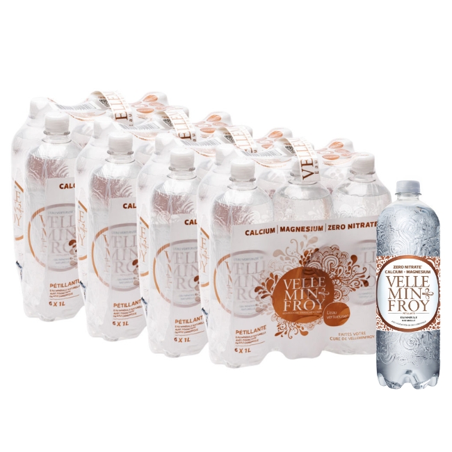 4 packs 1l eau pétillante riche en magnésium