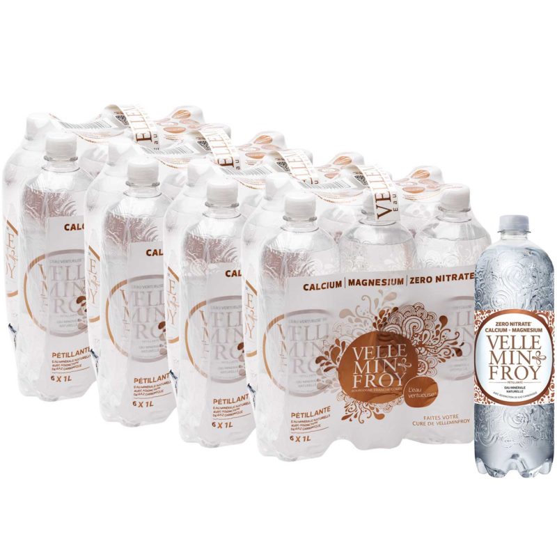 4 packs 1l eau pétillante riche en magnésium