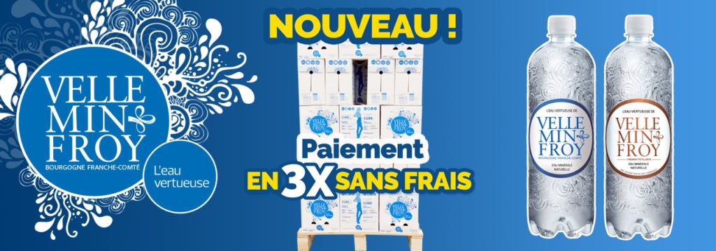 Payez vos packs d'eaux minérales en trois fois